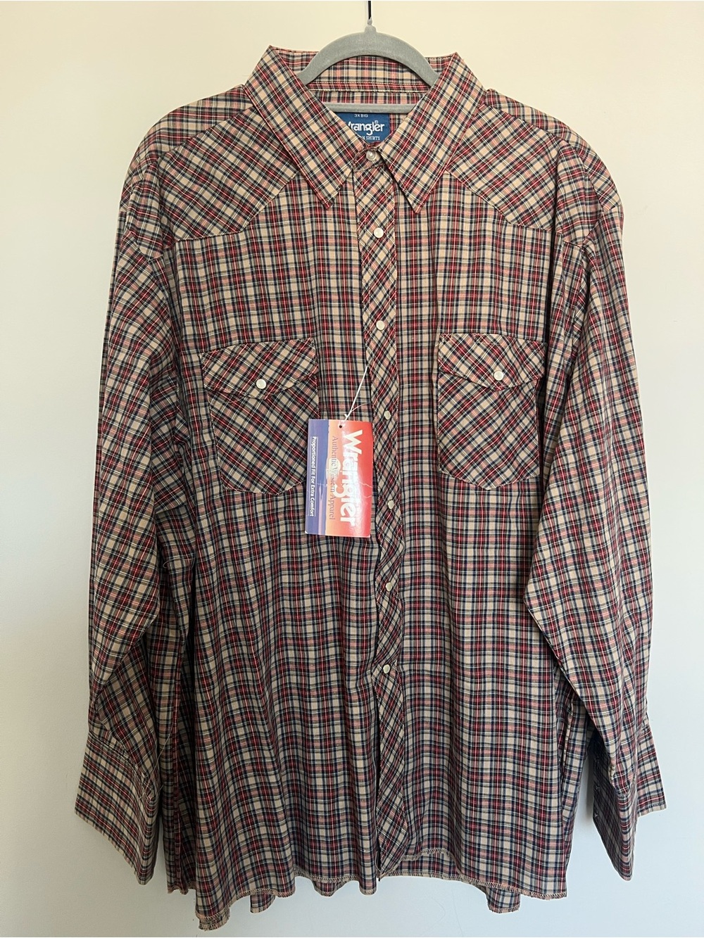 Wrangler Western Pearl Snap Shirt Mens Long Sleeve USA NWT! Vtg 90s Size 3X Big
